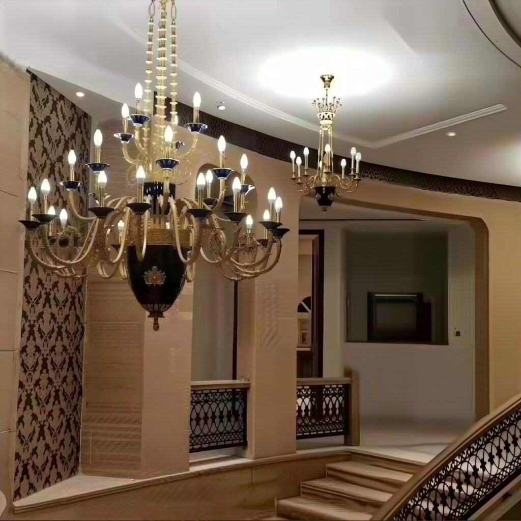 Hotel Lobby Brass Chandelier