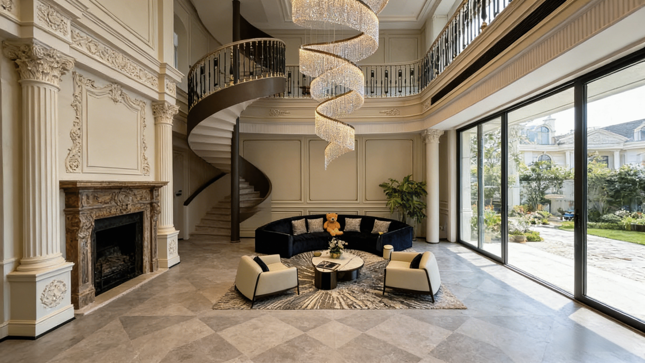 Designing Custom Lighting for Double-Height Spaces in Villas