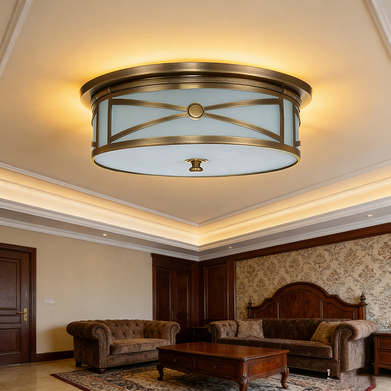 Classic American Style Round Semi Flush Mount Ceiling Light - Image 4
