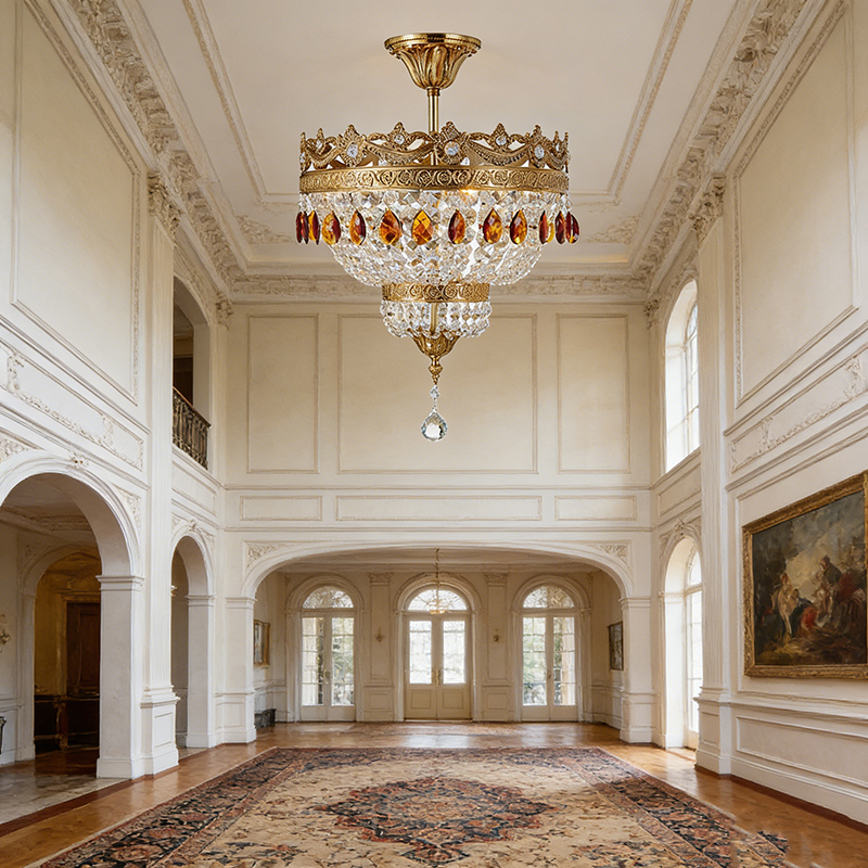 Classic Brass And Crystal Ceiling Lamp Collection