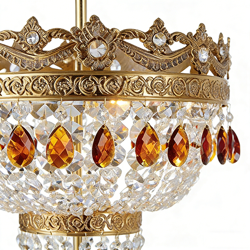 Classic Brass And Crystal Ceiling Lamp Collection - Image 2