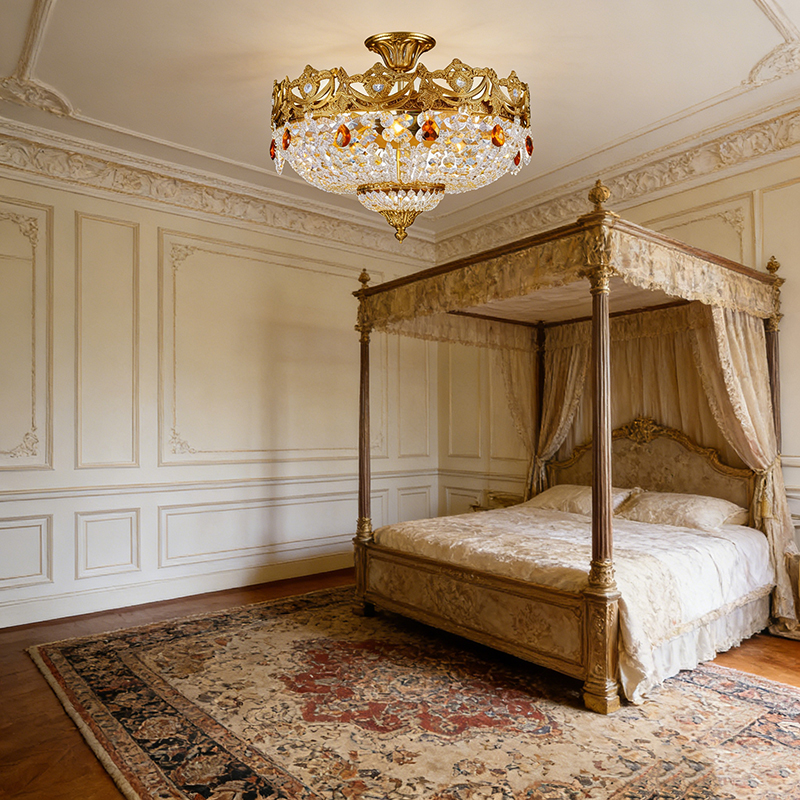Classic Brass And Crystal Ceiling Lamp Collection - Image 4