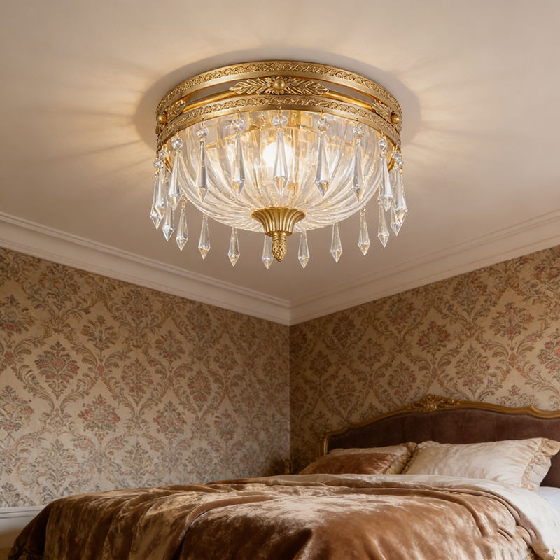 Vintage Crystal Drop Ornate Ceiling Light - Image 7