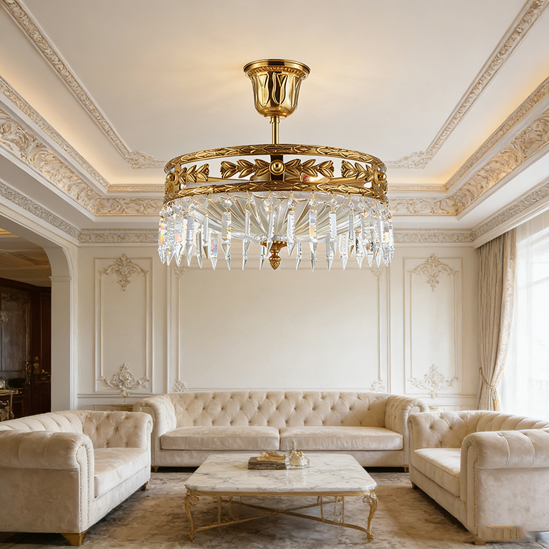 Vintage Crystal Drop Ornate Ceiling Light