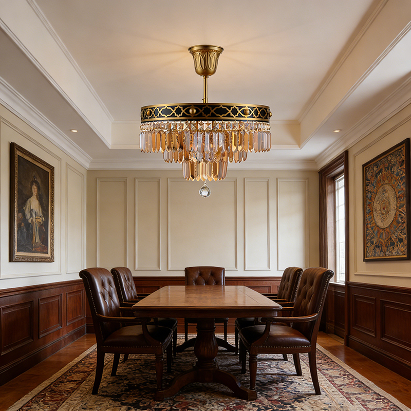 Vintage Crystal Drop Ornate Ceiling Light - Image 4