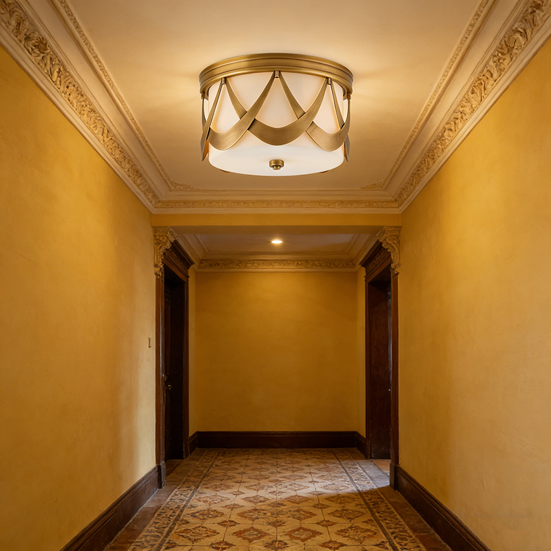 Classic American Style Round Semi Flush Mount Ceiling Light - Image 13