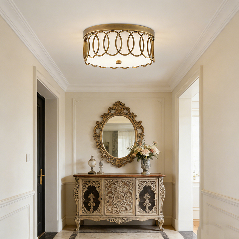 Classic American Style Round Semi Flush Mount Ceiling Light - Image 10