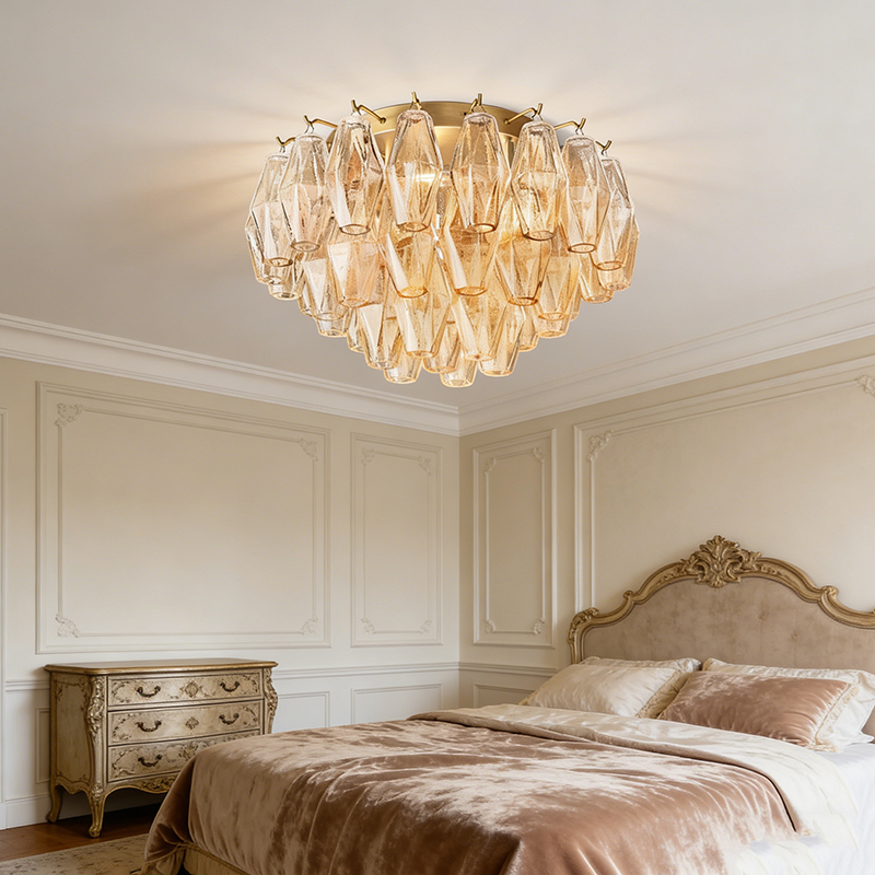 Modern Glam Tiered Crystal Flush Mount Ceiling Light