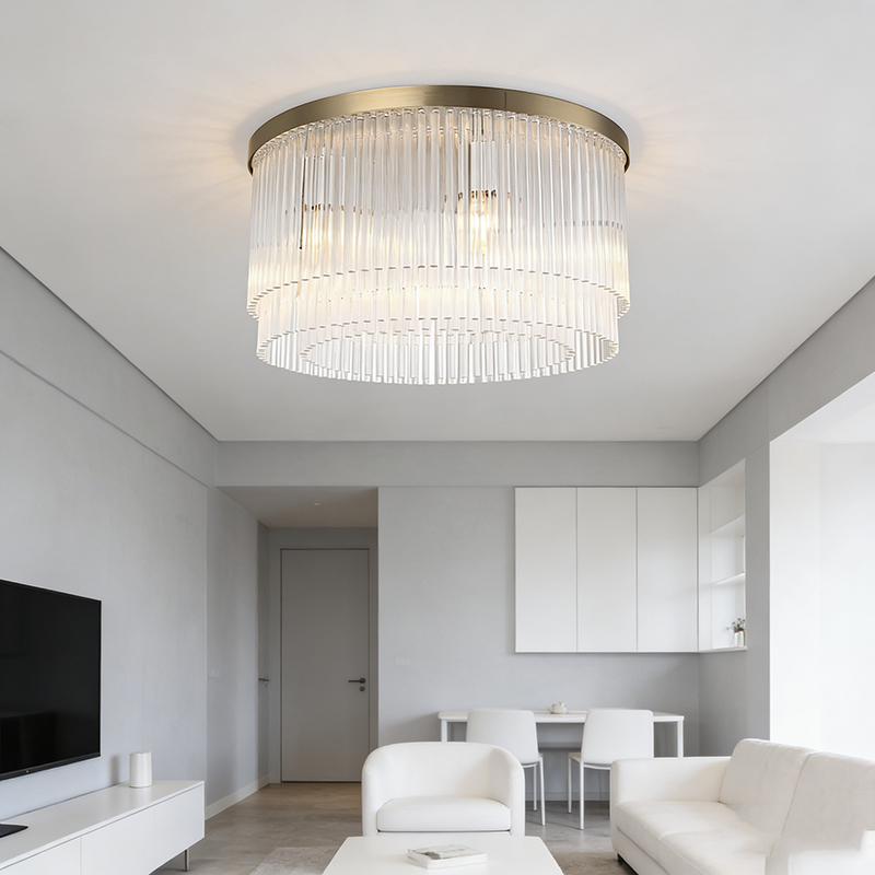Tiered Linear Glass Flush Mount Ceiling Light