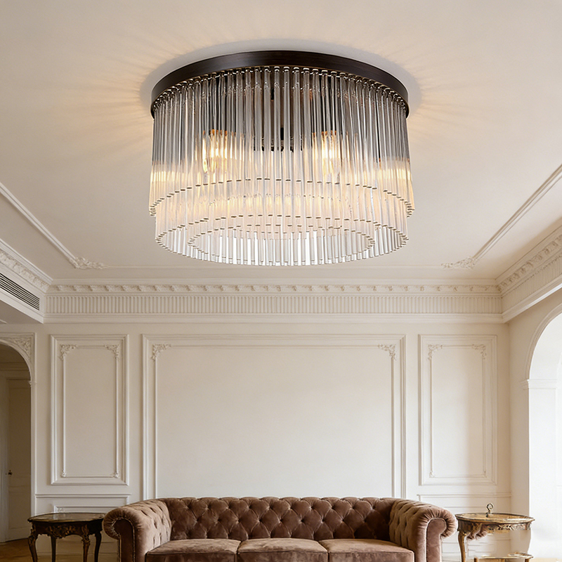 Tiered Linear Glass Flush Mount Ceiling Light - Image 4
