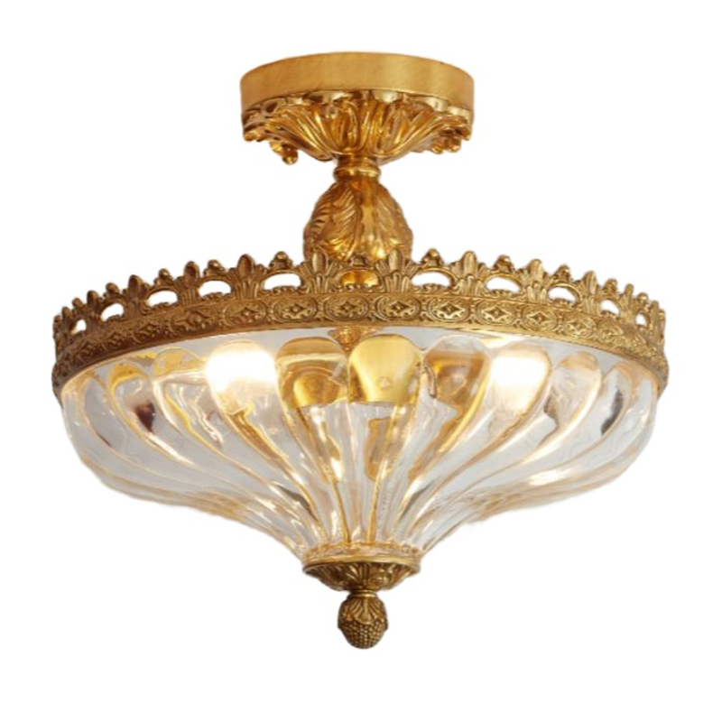 Luxury Ornate Brass & Glass Flush Mount Ceiling Light Collection - Image 6