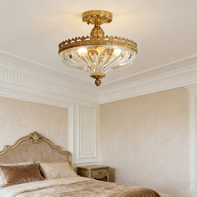Luxury Ornate Brass & Glass Flush Mount Ceiling Light Collection - Image 4