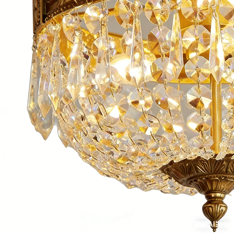 French Retro Style Bowl-Shaped Semi Flush Mount Ceiling Light - Image 2