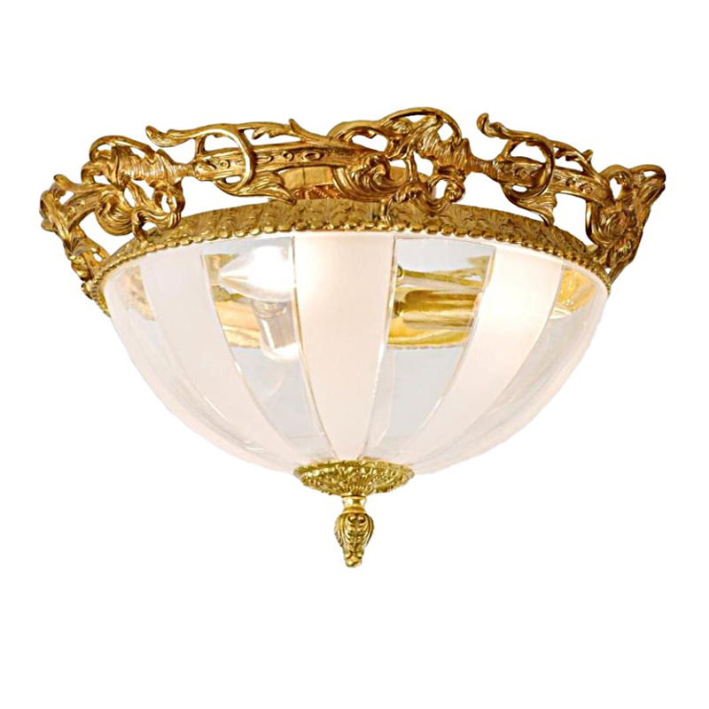 Luxury Ornate Brass & Glass Flush Mount Ceiling Light Collection - Image 3