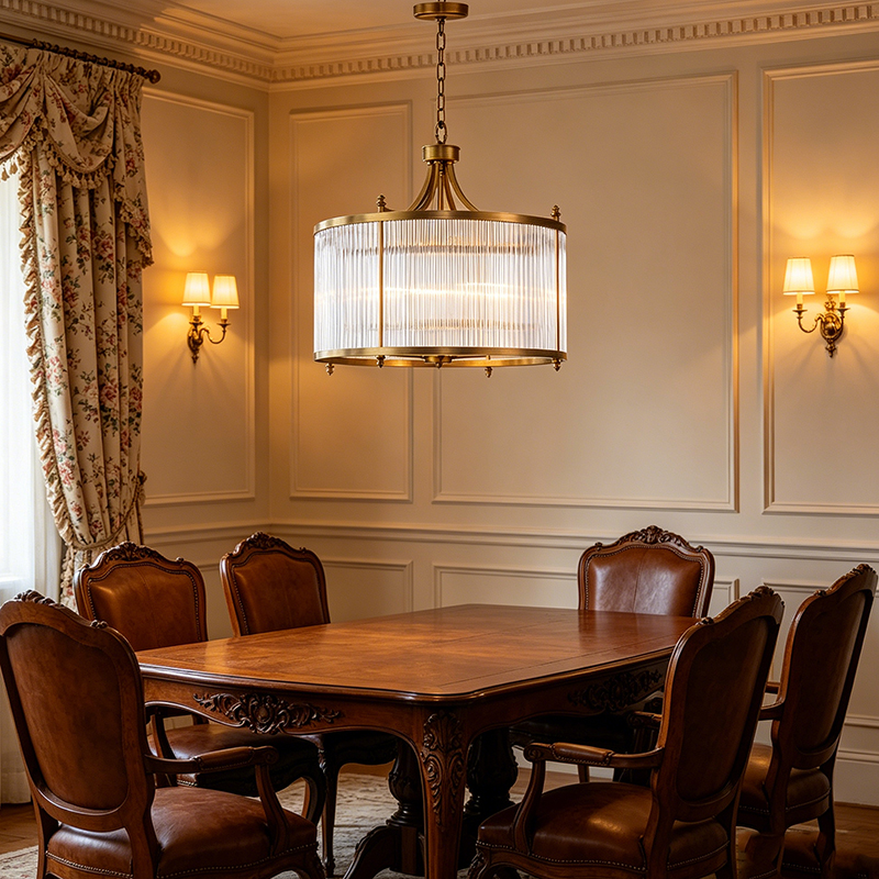 Art Deco Brass & Ribbed Glass Pendant Lights, Modern Classic Hanging Fixtures - Image 5