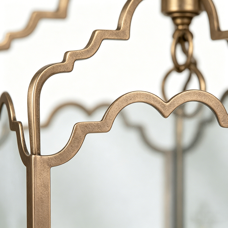 Ornate Brass & Glass Lantern Pendant Set - Image 2