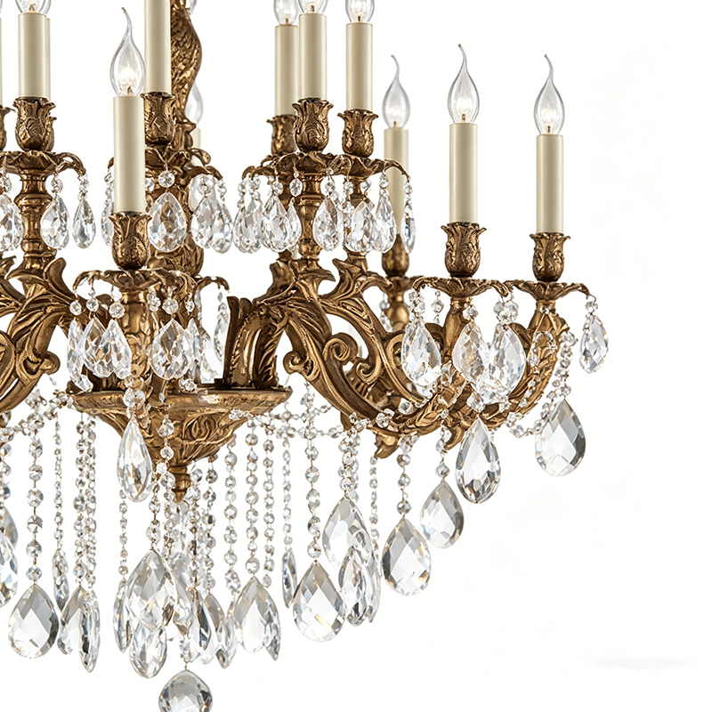 Ornate French Bronze Crystal Chandelier - Image 2