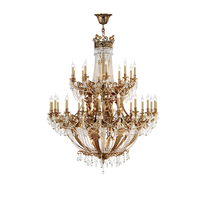 Regal Brass & Crystal Empire Chandelier - Image 3