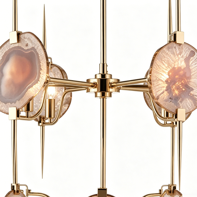 Brass & Natural Agate Slice Chandelier Collection - Image 2