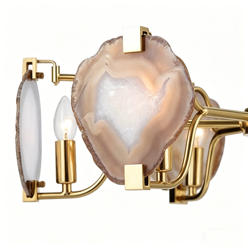 Brass & Natural Agate Slice Chandelier Collection - Image 5