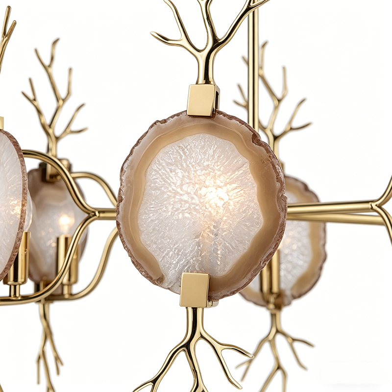 Brass & Natural Agate Slice Chandelier Collection - Image 8