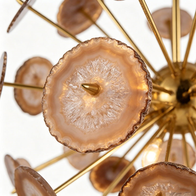 Brass & Natural Agate Slice Chandelier Collection - Image 11