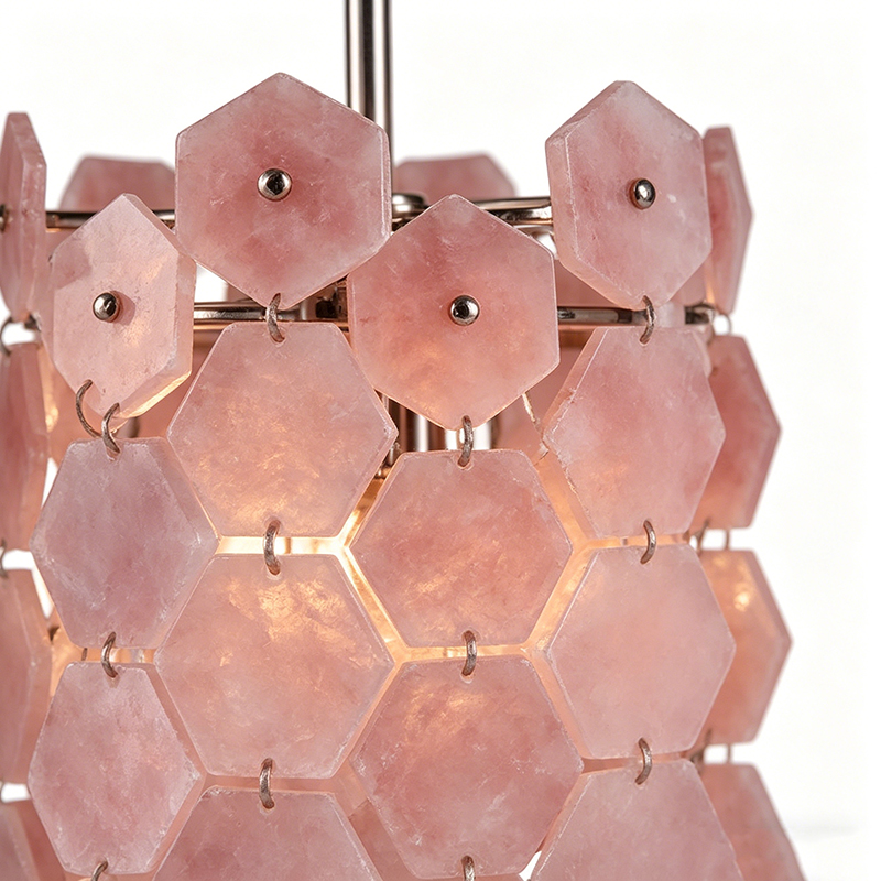 Pink Crystal Hexagon Pendant Light Collection - Image 2
