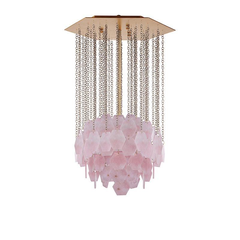 Pink Crystal Hexagon Pendant Light Collection - Image 8