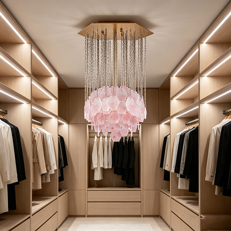 Pink Crystal Hexagon Pendant Light Collection - Image 6