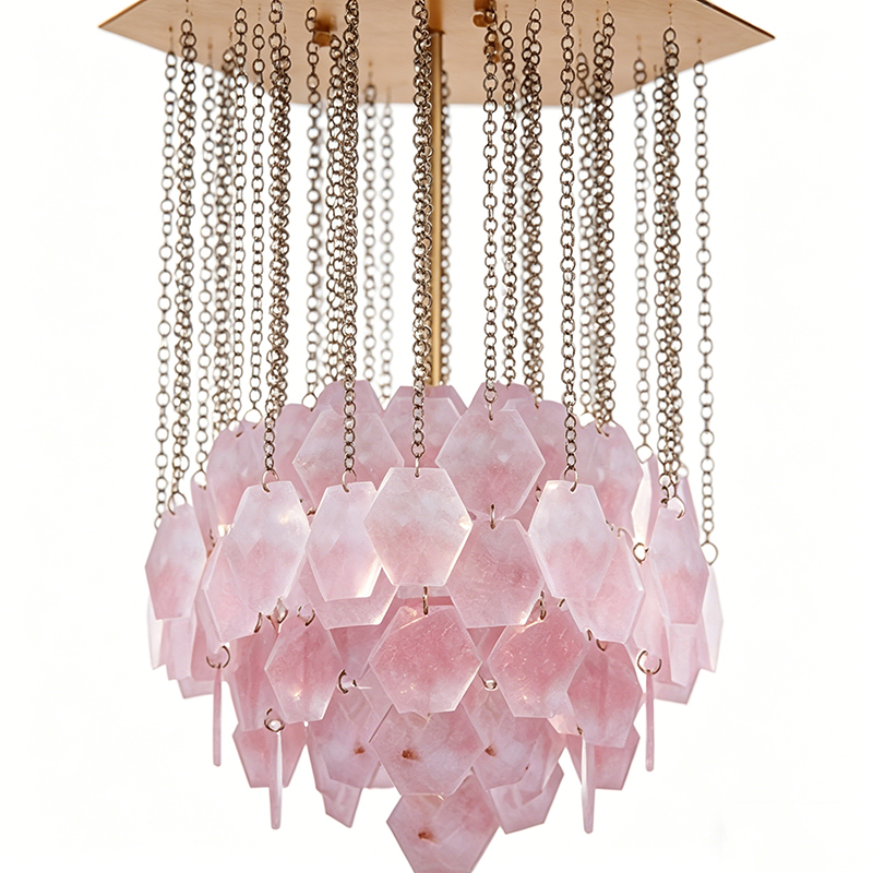 Pink Crystal Hexagon Pendant Light Collection - Image 7