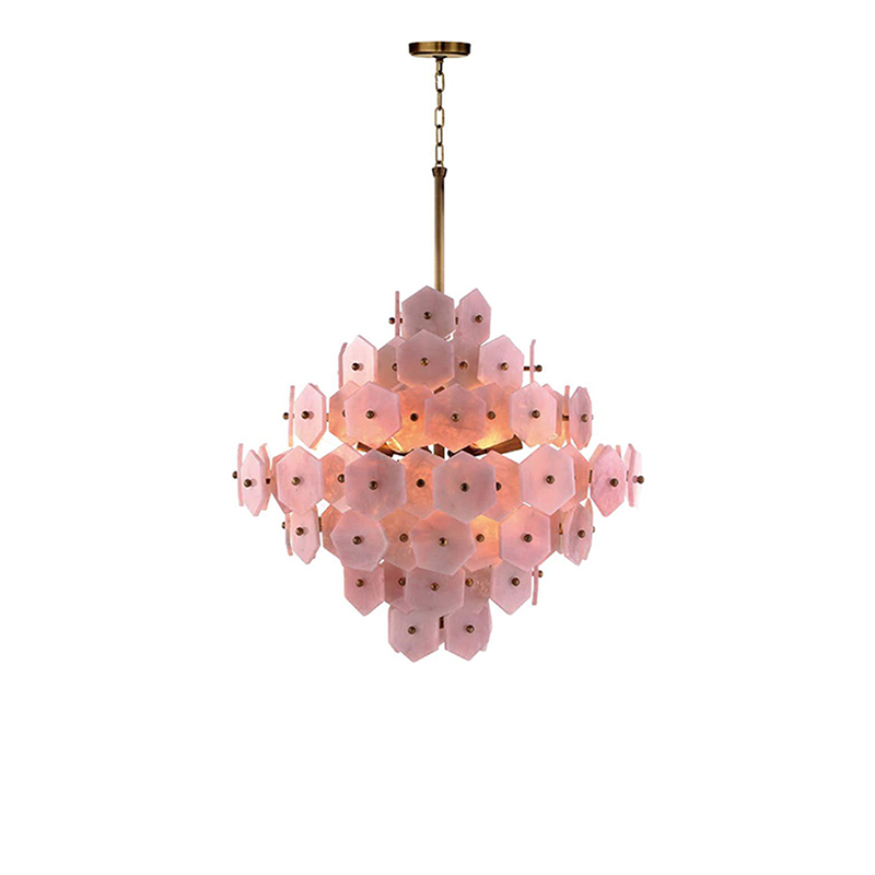 Pink Crystal Hexagon Pendant Light Collection - Image 5