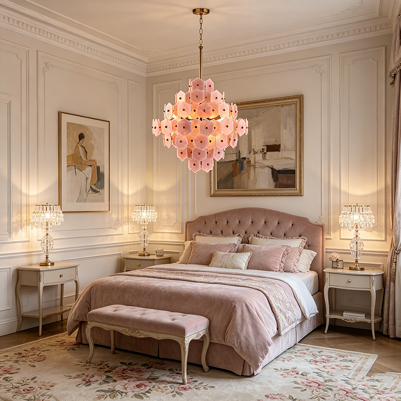 Pink Crystal Hexagon Pendant Light Collection - Image 4