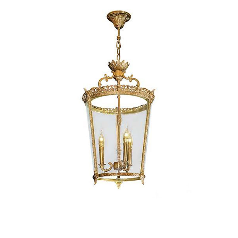 Ornate Brass & Glass Lantern Pendant Set - Image 6