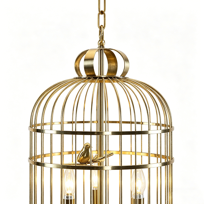 Brass Cage & Birdcage Pendant Light Duo - Image 5