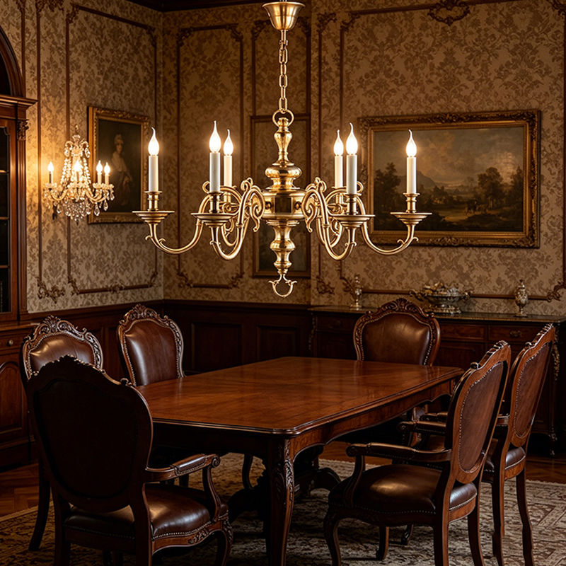 Antique Brass Candelabra Chandelier Collection - Image 4