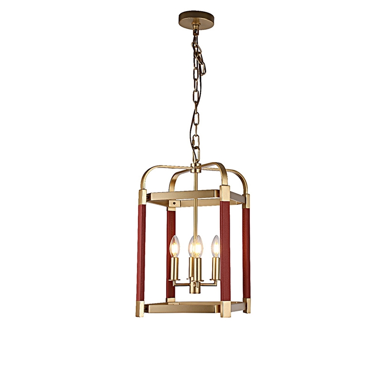 Gold & Red Leather Accent Cage Lights Set - Image 3