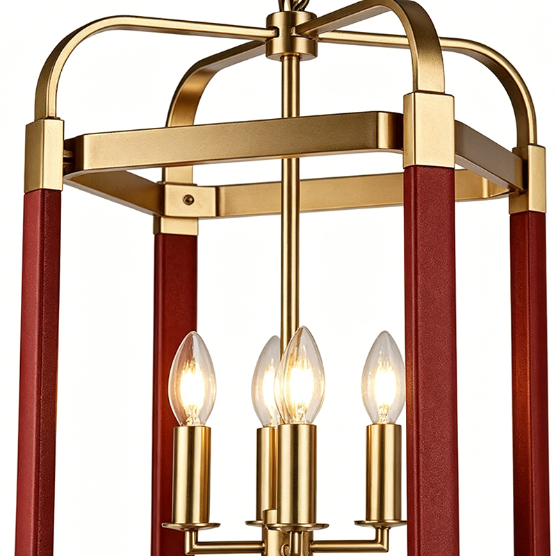 Gold & Red Leather Accent Cage Lights Set - Image 2