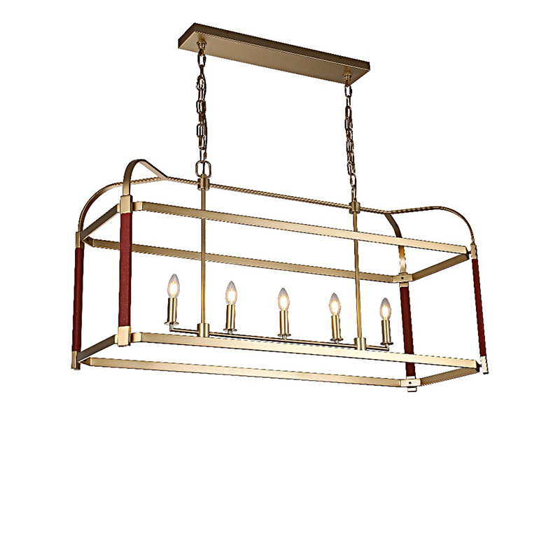 Gold & Red Leather Accent Cage Lights Set - Image 6