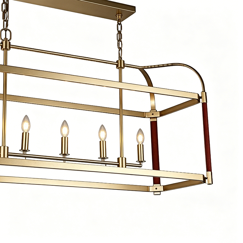 Gold & Red Leather Accent Cage Lights Set - Image 5