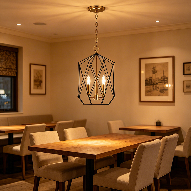 Black & Gold Geometric Cage Lights Set
