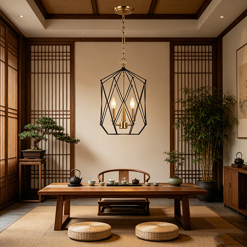 Black & Gold Geometric Cage Lights Set - Image 2