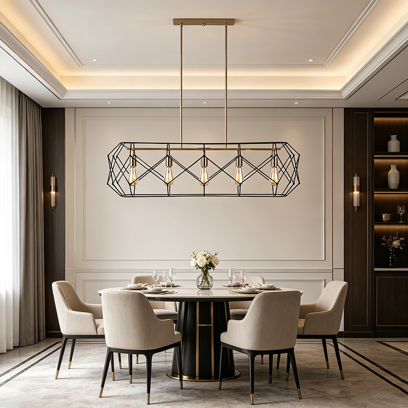 Black & Gold Geometric Cage Lights Set - Image 4