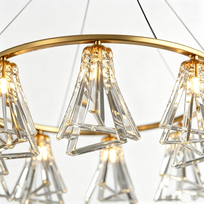 Modern Geometric Brass & Crystal Chandelier Series - Image 5