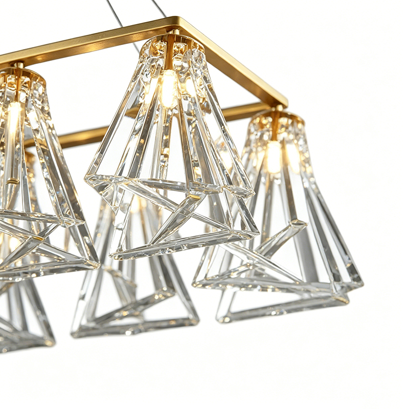 Modern Geometric Brass & Crystal Chandelier Series - Image 8
