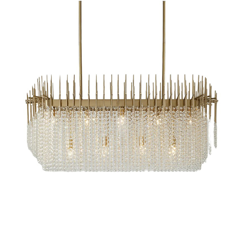Brass Spiked Frame Crystal Chandelier Duo - Image 6