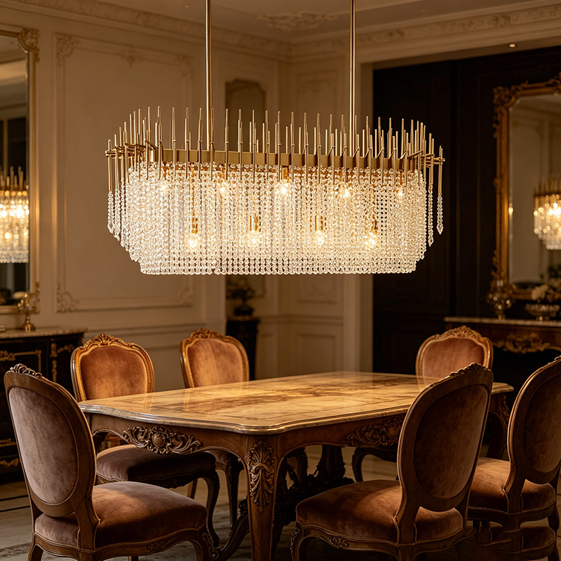Brass Spiked Frame Crystal Chandelier Duo - Image 4