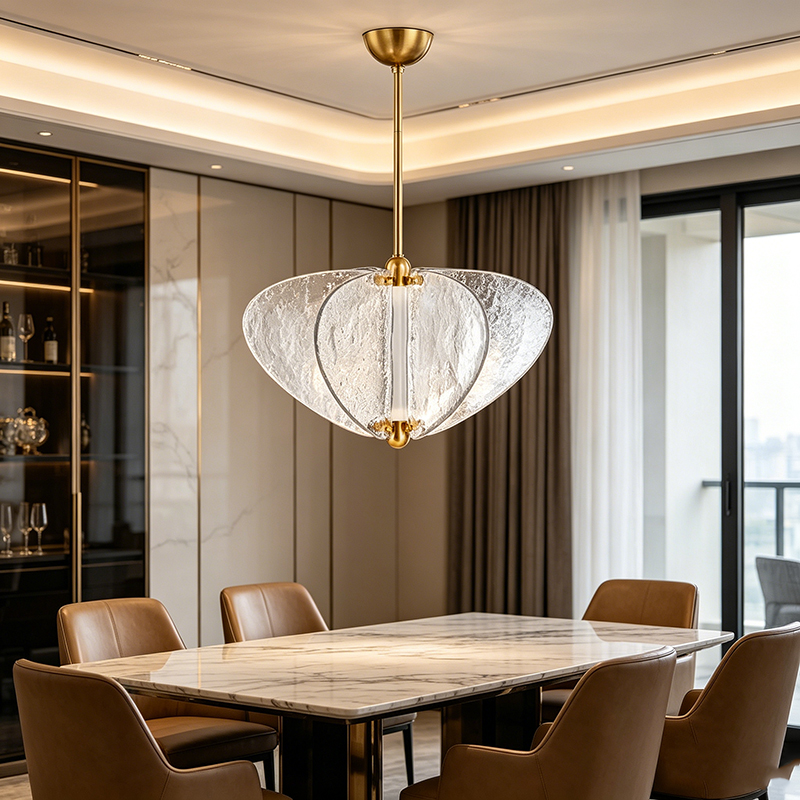 Hammered Glass & Brass Pendant Light Duo - Image 2