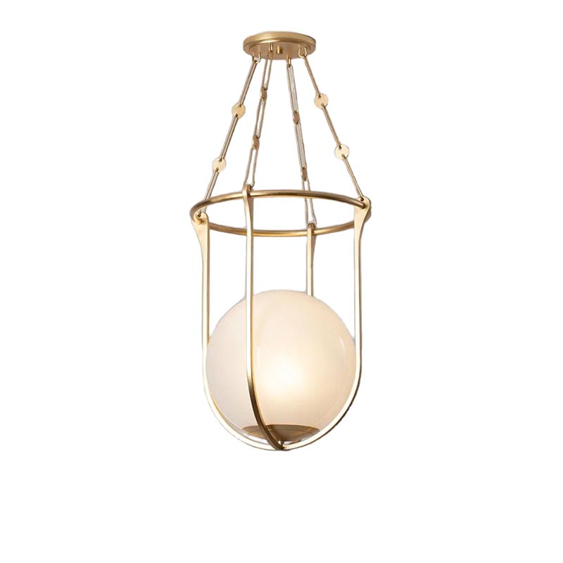 Modern Cage Frame Glass Globe Pendant Light Set - Image 3