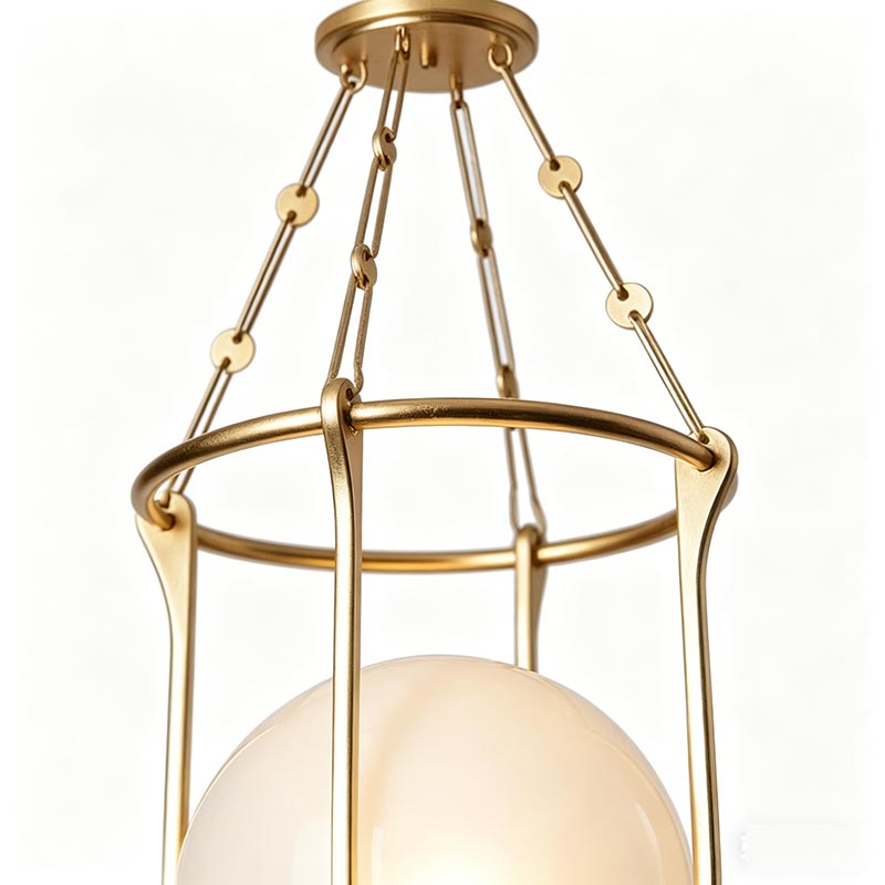 Modern Cage Frame Glass Globe Pendant Light Set - Image 2