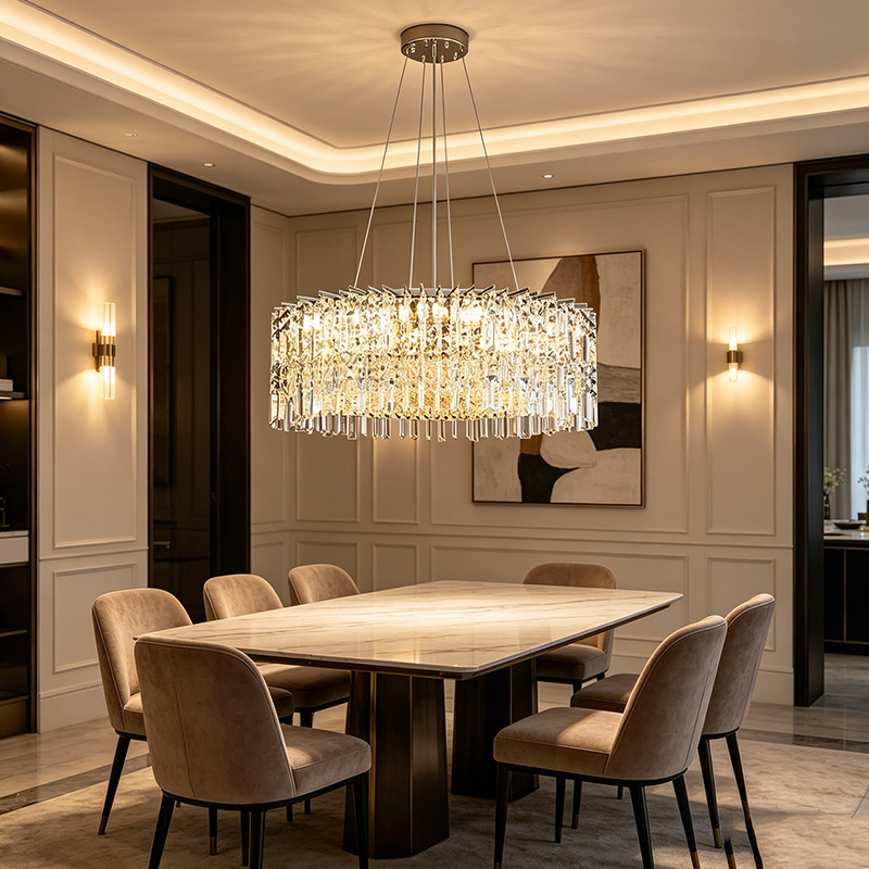 Modern Cylindrical Crystal Chandelier Series